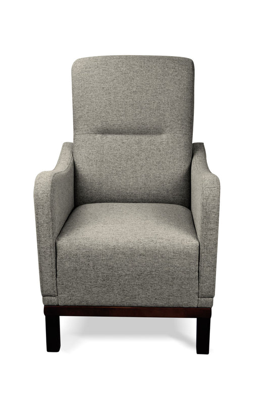 Fotel tradycyjny z drewnianym wykończeniem CARMEN popielaty od przodu