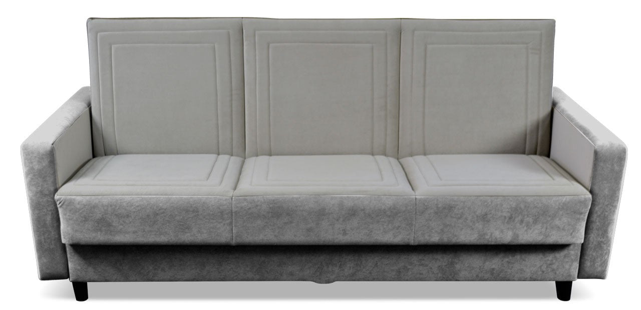 Kanapa z boczkami i funkcją spania OSCAR szara