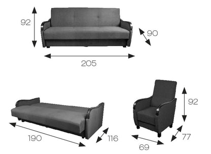 Komfortowy fotel tradycyjny z drewnianym wykończeniem AXEL wymiary