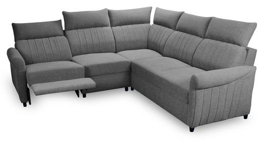 Narożnik z funkcją relaksu i regulowanymi zagłówkami BIZZERTI elektryk szary