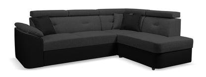 Narożnik dwukolorowy z regulowanymi zagłówkami CORNEL czarny 