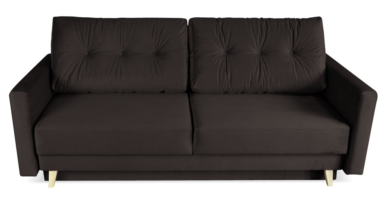 Kanapa GLAMOUR z funkcją spania NEBRASCA ciemny brąz