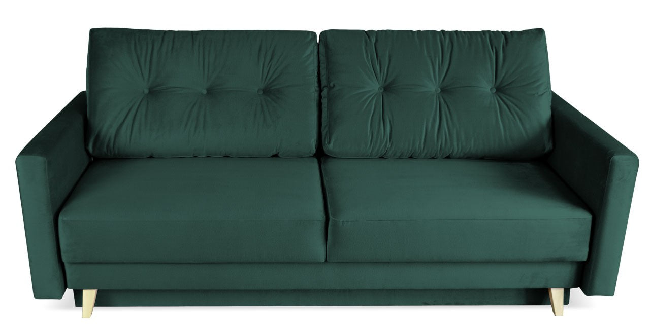 Kanapa GLAMOUR z funkcją spania NEBRASCA butelkowa zieleń