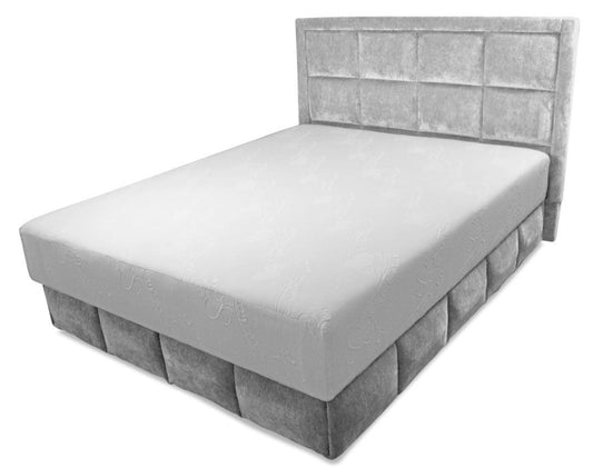 Łoże tapicerowane w stylu glamour z pojemnikiem na pościel OLGA szary