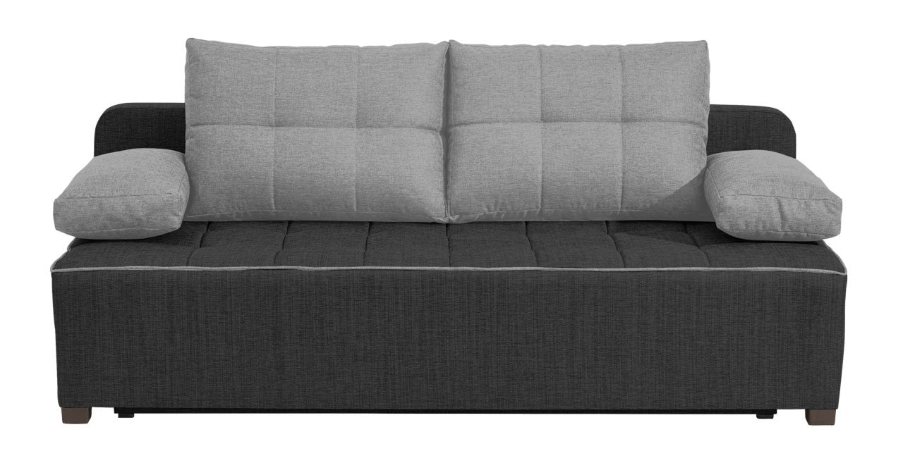 Wygodna i praktyczna kanapa rozkładana PAKO szary i intracyt