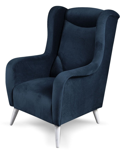 Fotel wypoczynkowy z wyprofilowanym oparciem i miękkim siedziskiem REX granat