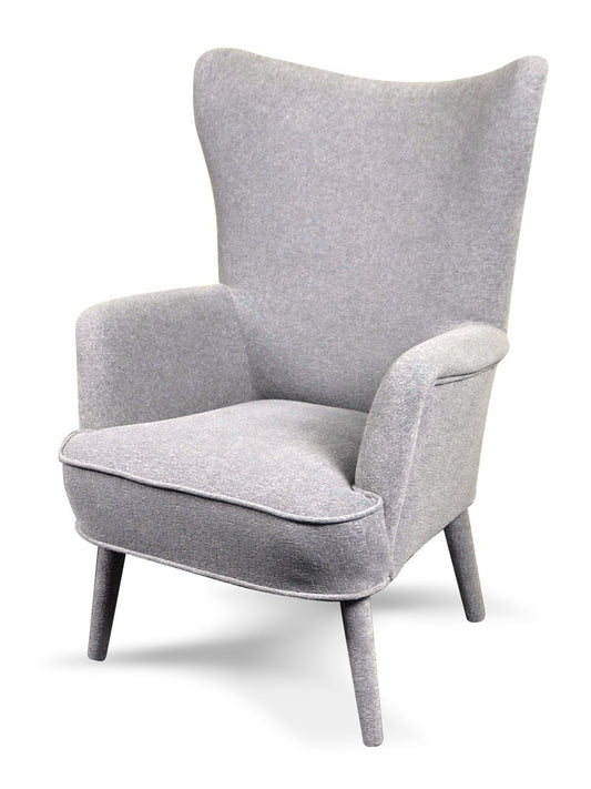 Fotel skandynawski na drewnianych nogach VELVET jasny szary