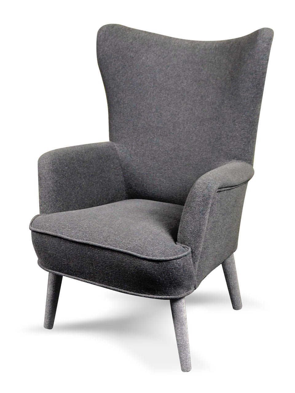 Fotel skandynawski na drewnianych nogach VELVET popielaty