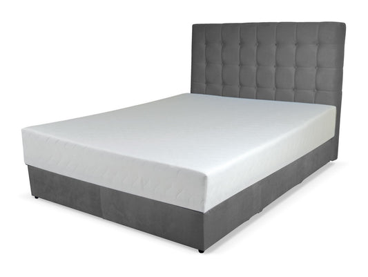 Łoże tapicerowane w stylu glamour z zagłówkiem i pojemnikiem na pościel WIKTOR popielate