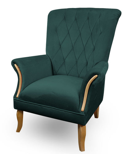 Fotel glamour w kolorze butelkowej zieleni GUSTO 