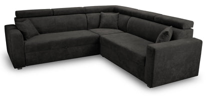 Duży i komfortowy narożnik z regulowanymi zagłówkami TORRES ciemny grafit