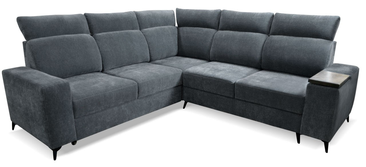 Obszerny narożnik z funkcją spania i pojemnikiem CAMELIA grafit