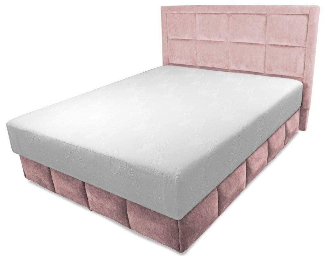 Łoże tapicerowane w stylu glamour z pojemnikiem na pościel OLGA różowy