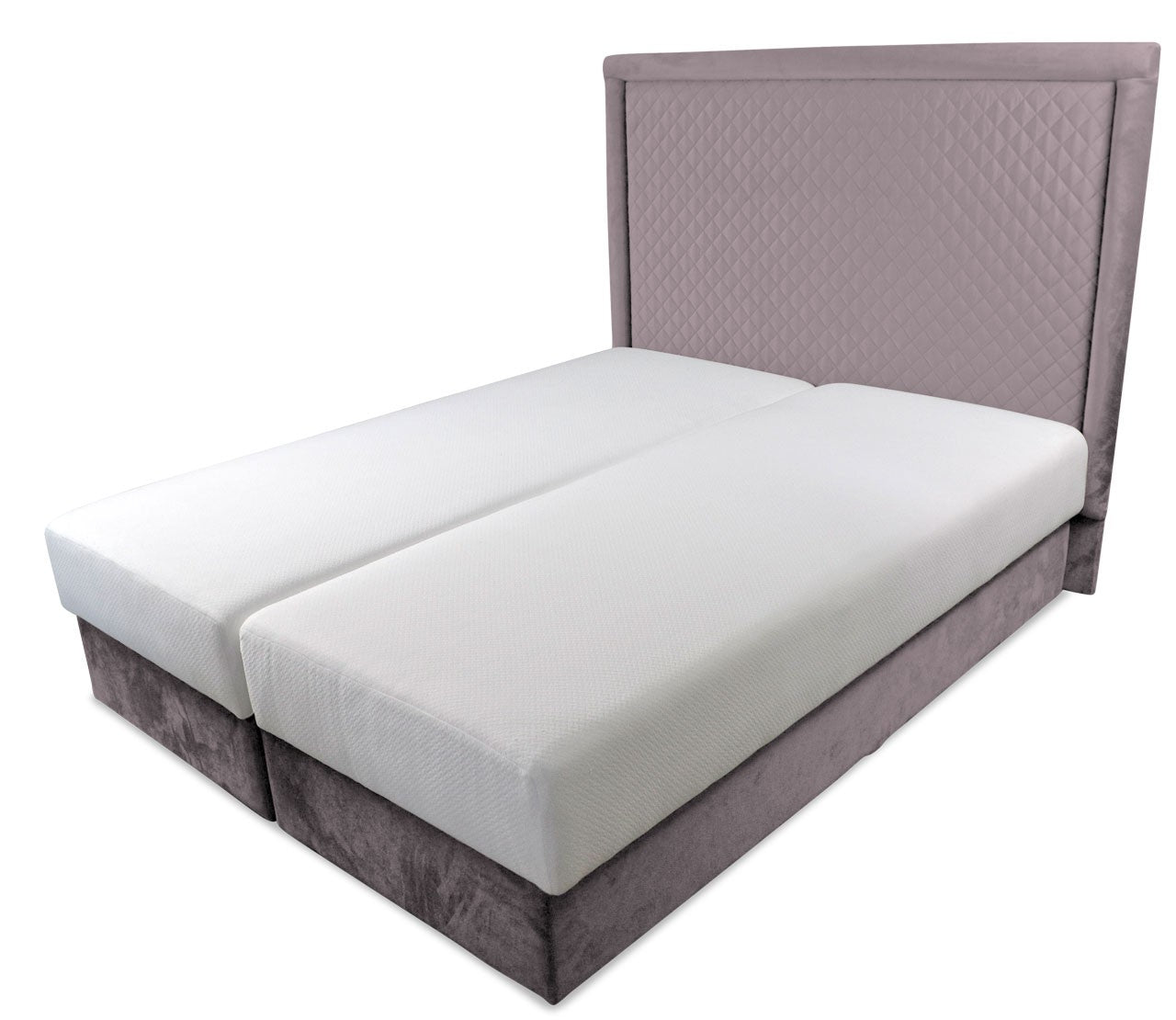 Łóżko z podwójnym materacem i tapicerowanym zagłówkiem SANTI różowe